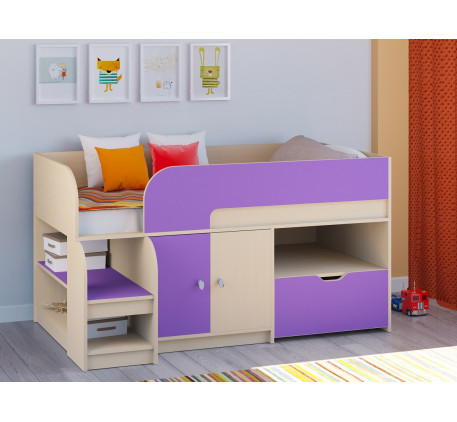 Кровать-чердак Астра 9-1 для девочки от 3 лет, спальное место 160х80 см